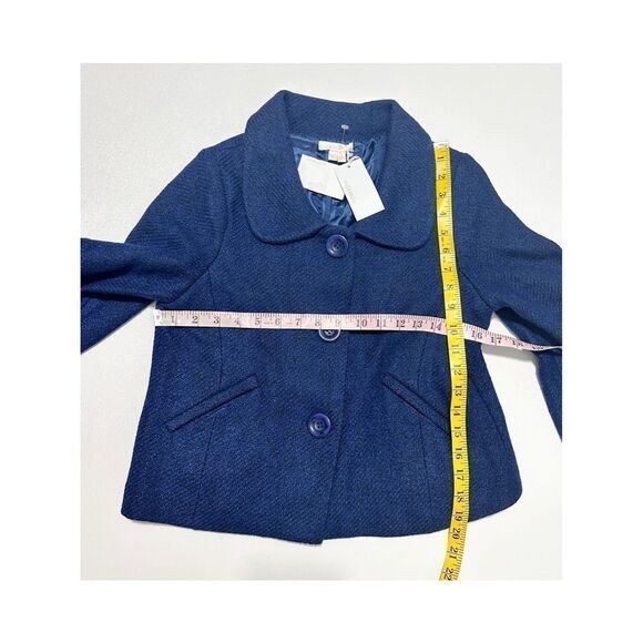 Solemio Womens Button Up Blazer‎ Jacket Collared Cropped Blue Viscose Wool Small - Picture 9 of 10